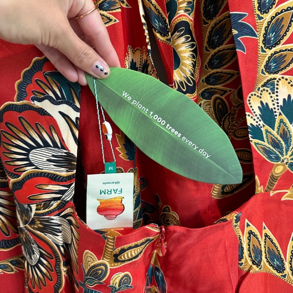 Farm Rio Red Maxi Floral Cutout Lenzing™ Ecovero™ Viscose Backless Midi Dress - Picture 4 of 7